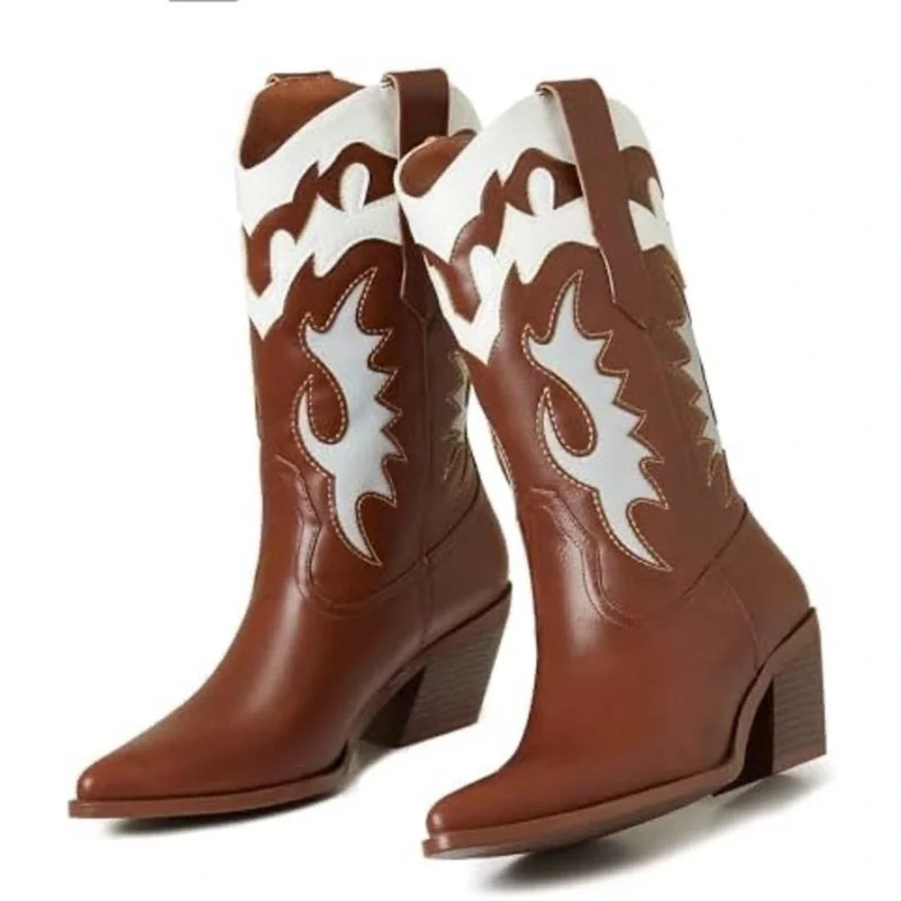 Kalstage Women's Retro High Heel Cowboy Boots | Sz 8 Shoes MSRP $110 - Picture 5 of 9